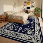 Antique Mandala Floral Border Design Rug Bedroom View