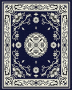 Antique Mandala Floral Border Design Rug - Cutout View