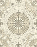 Antique Nautical Chart Compass Rose Rug - Cutout View