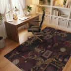 Antique Study Scarlet Gold Botanical Elements Rug Office View