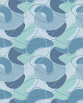 Aqua Blue Abstract Blobs Swirls Rug - Cutout View