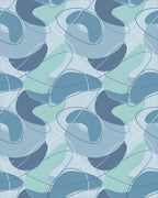 Aqua Blue Abstract Blobs Swirls Rug - Cutout View