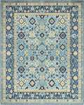 Aqua Blue Medallion Floral Border Rug - Cutout View