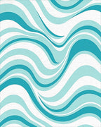 Aqua Blue Wavy Stripe Design Rug - Cutout View