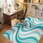 Aqua Blue Wavy Stripe Design Rug Office View