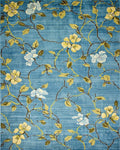 Aqua Floral Vine Branches Rug - Cutout View