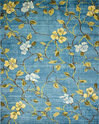 Aqua Floral Vine Branches Rug - Cutout View