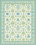 Aqua Green Floral Medallion Scrollwork Rug - Cutout View