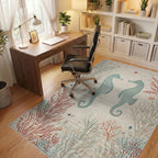 Aqua Seahorses Coral Reef Scene Rug - Office View