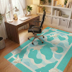 Aqua Seashell Coastal Wave Arrangement Rug - Office View