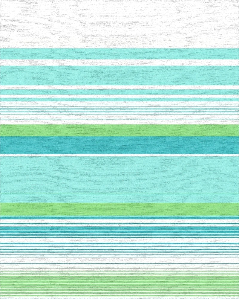 Aqua Teal Lime Striped Horizon Rug - Cutout View