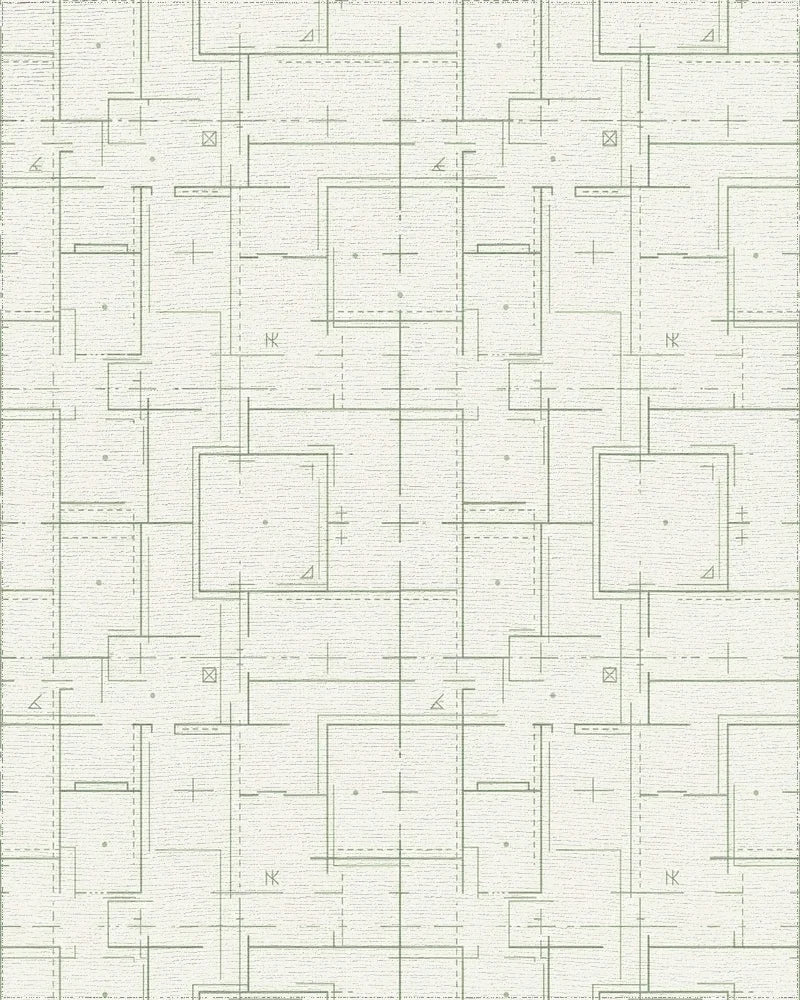 Architectural Blueprint Grid Square Rug - Cutout View