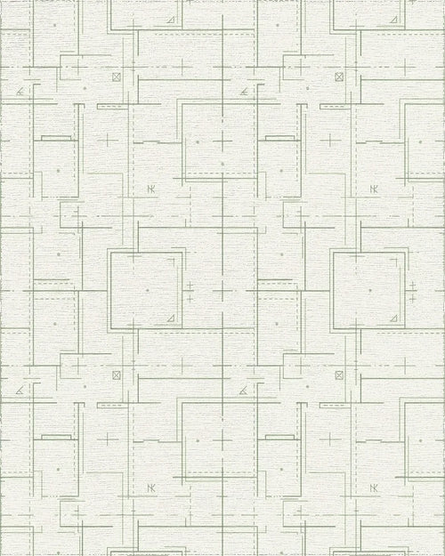 Architectural Blueprint Grid Square Rug - Cutout View