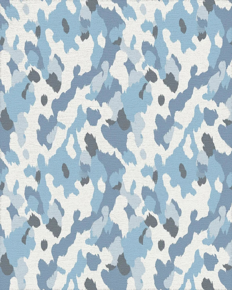 Arctic Blue Camouflage Abstract Splatter Rug - Cutout View