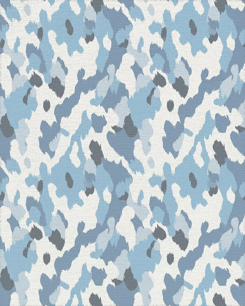 Arctic Blue Camouflage Abstract Splatter Rug - Cutout View