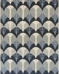 Art Deco Arches Indigo Geometric Rug - Cutout View