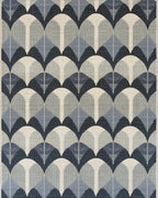 Art Deco Arches Indigo Geometric Rug - Cutout View