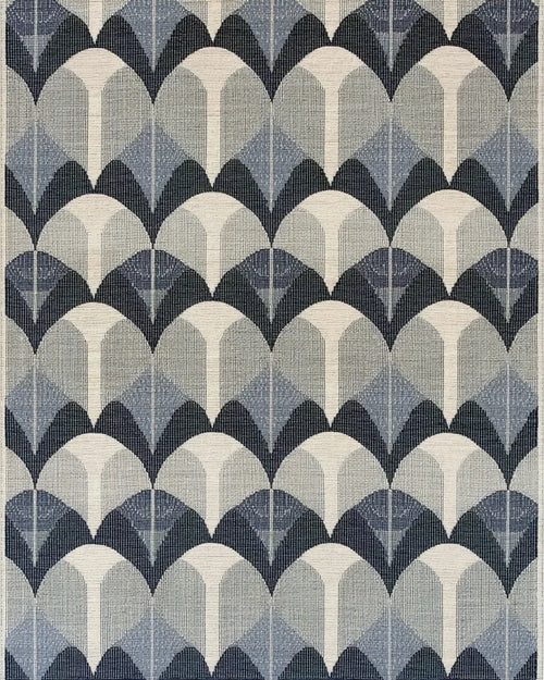 Art Deco Arches Indigo Geometric Rug - Cutout View
