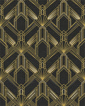 Art Deco Black Gold Geometric Fan Rug - Cutout View