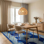 Art Deco Blue Fan Pattern Rug Dining Room View