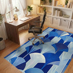 Art Deco Blue Fan Pattern Rug Office View