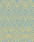 Art Deco Blue Yellow Geometric Inlay Rug - Cutout View