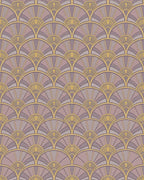 Art Deco Fan Motif Lavender Gold Rug - Cutout View