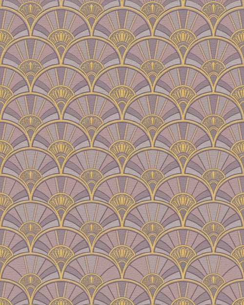 Art Deco Fan Motif Lavender Gold Rug - Cutout View