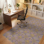 Art Deco Fan Motif Lavender Gold Rug Office View
