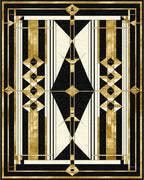 Art Deco Gold Geometric Abstract Rug - Cutout View