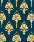 Art Deco Golden Floral Pattern Rug - Cutout View