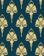 Art Deco Golden Floral Pattern Rug - Cutout View