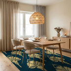 Art Deco Golden Floral Pattern Rug Dining Room View