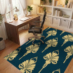 Art Deco Golden Floral Pattern Rug Office View