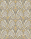Art Deco Gray Golden Fan Rug - Cutout View