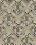 Art Deco Gray Yellow Geometric Arch Rug - Cutout View
