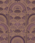 Art Deco Plum Gold Geometric Arches Rug - Cutout View