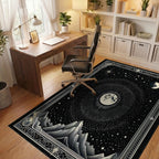 Art Deco Starry Moon Mountains Rug - Office View