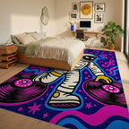 Astronaut DJ Cosmic Music Waves Rug Bedroom View