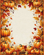 Autumn Harvest Pumpkin Leaf Border Rug - Cutout View