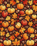Autumn Harvest Pumpkins Maple Leaves Rug - Cutout View