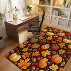 Autumn Harvest Pumpkins Maple Leaves Rug - Office View