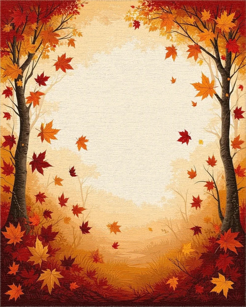 Autumn Maple Leaf Patterned Woodland Rug - Cutout View