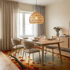 Autumn Maple Leaf Patterned Woodland Rug - Dining Room View