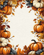 Autumn Pumpkin Leaf Border Rug - Cutout View