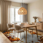 Autumn Pumpkin Leaf Border Rug - Dining Room View