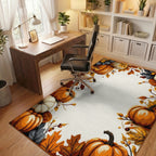Autumn Pumpkin Leaf Border Rug - Office View