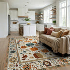 Autumn Pumpkin Patch Garden Pattern Rug - Living Room View