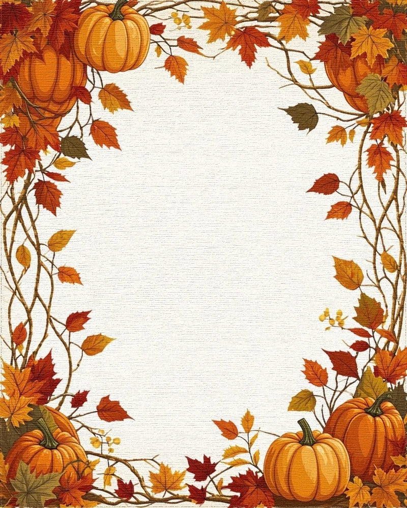 Autumn Pumpkins And Leafy Vines Design Rug - Cutout View