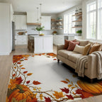Autumn Pumpkins And Leafy Vines Design Rug - Living Room View